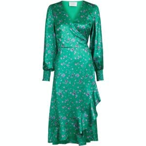 Eva floral satin dress - Green