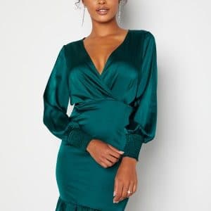 Chiara Forthi Alcine Wrap Flounce Dress Dark green L