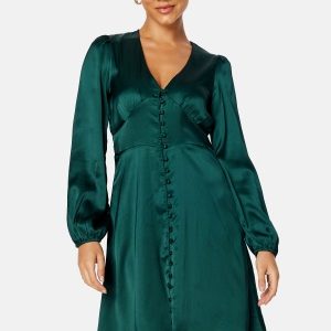 BUBBLEROOM Elliana satin dress Dark green 42