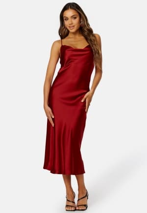 Object Collectors Item Sateen S/L Midi Dress Red Dahlia 40