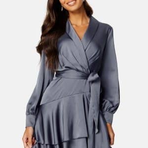 FOREVER NEW Mikayla Satin Mini Dress Dusty Blue 42