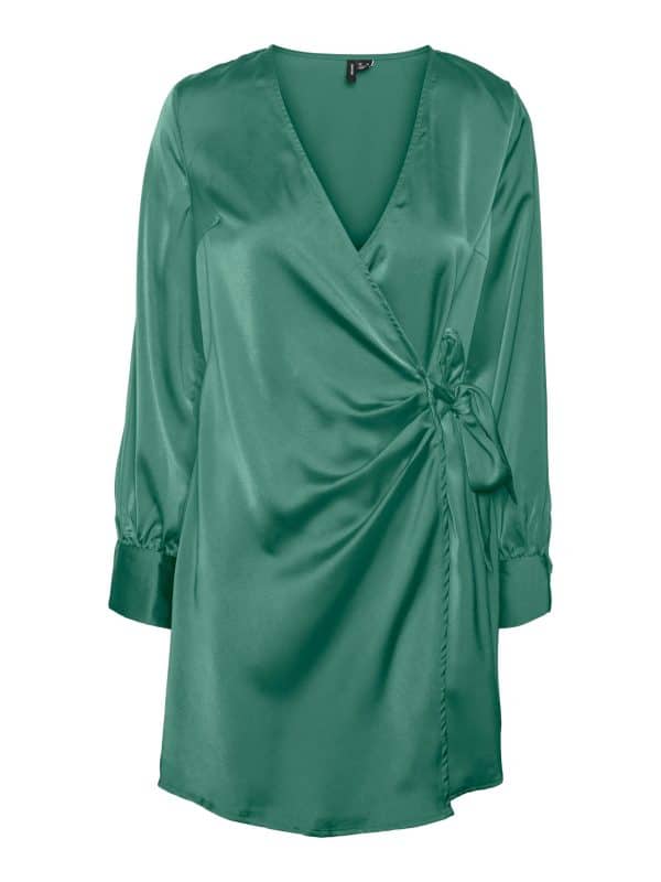 Vero Moda Long Sleeve Wrap Dress - Grøn - Størrelse 36 - Satin