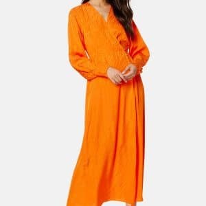 SELECTED FEMME Abienne Satin Wrap Dress Orangeade 36
