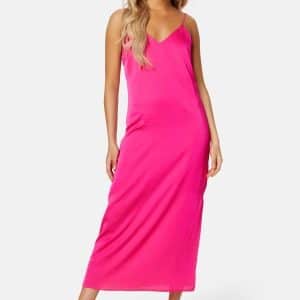 VILA Ellette Satin Dress Pink Yarrow 36