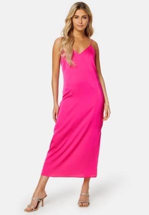 VILA Ellette Satin Dress Pink Yarrow 36