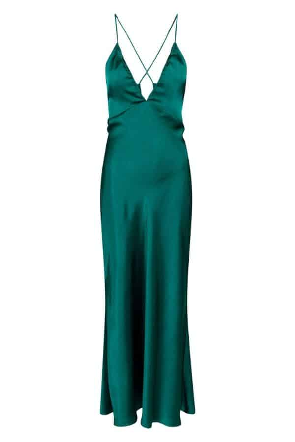 Neo Noir - Kjole - Jolly Heavy Sateen Dress - Dark Green