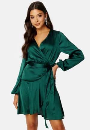 BUBBLEROOM Priya Satin Dress Dark green 38