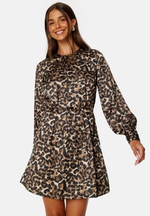BUBBLEROOM Catalina Satin Dress Leopard 40