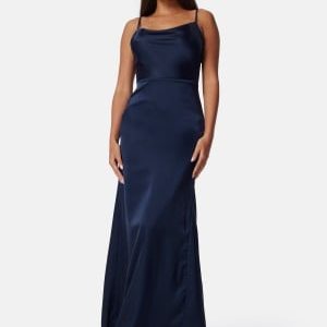 Bubbleroom Occasion Waterfall Satin Gown Dark blue 40