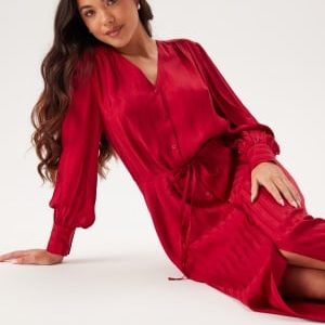 GANT Relaxed Satin Stripe Shirt Dress 629 Cherry Red 40