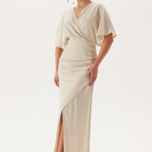 Bubbleroom Occasion Wrap Satin Gown Champagne 36