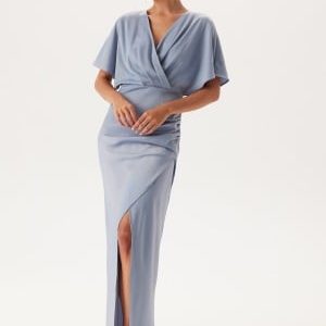 Bubbleroom Occasion Wrap Satin Gown Light blue 34