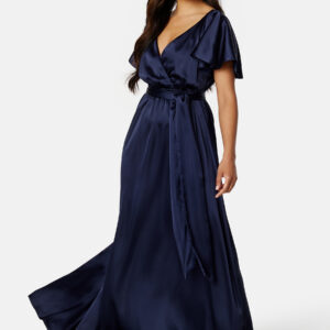 Flutter Sleeve Satin Maxi Dress