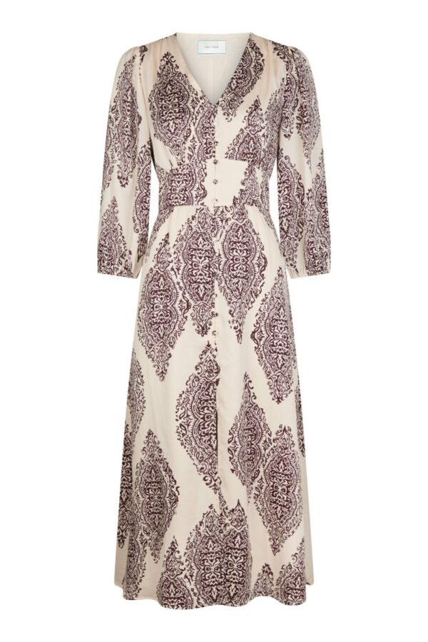 Neo Noir - Kjole - Olana Paisley Drop Dress - Burgundy (Levering slut juli)