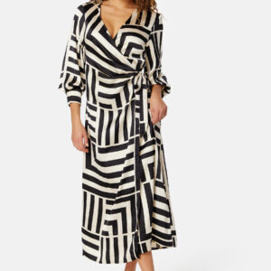 Sateen AOP L/S Wrap Dress