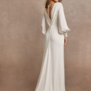 Waterfall Back Satin Wedding Gown