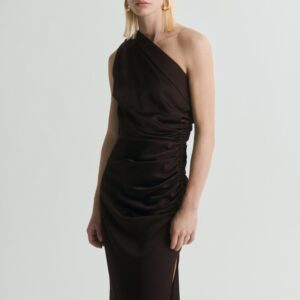 Asymmetrical Satin Dress With Side
