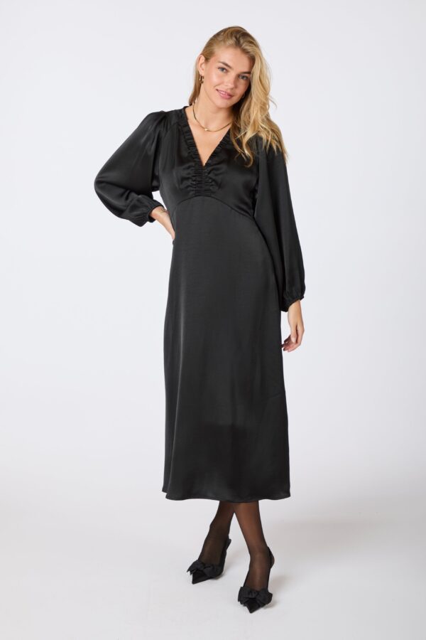 Isobel Heavy Sateen kjole - sort