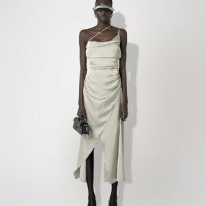 Satin Asymmetric Slip Dress