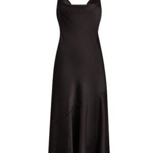 Tunca Satin Cowl Neck Evening Midi