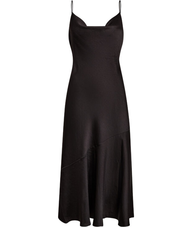 Tunca Satin Cowl Neck Evening Midi