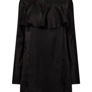 Fluid Satin Jacquard Mini Ruffle Dr
