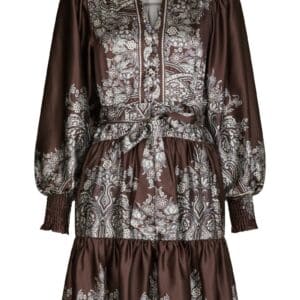 Neo Noir - Kjole - Malfida Paisley Border Dress - Dark brown (Levering slut oktober)