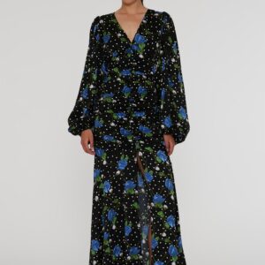 Satin Maxi Vneck Dress