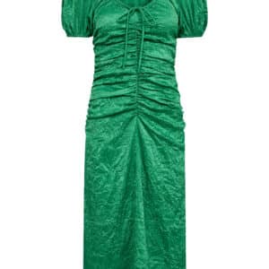 Crinkled Satin Gathered Uneck Midi